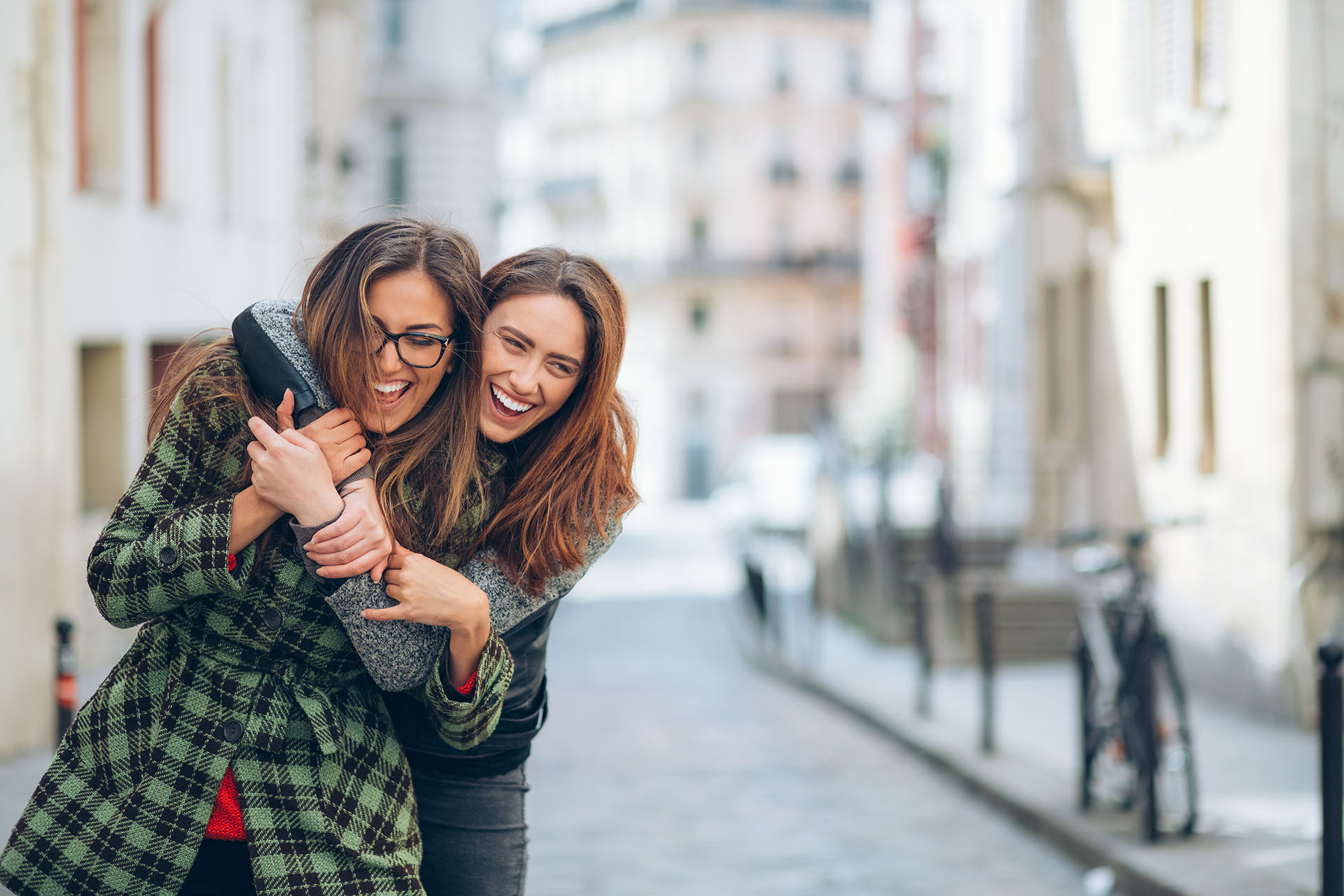 Young girls enjoying being together on a vacation in France